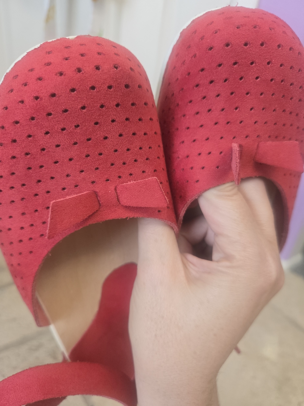 Red Suede Ankle-Strap Platform Sandals - Picture 10 of 16